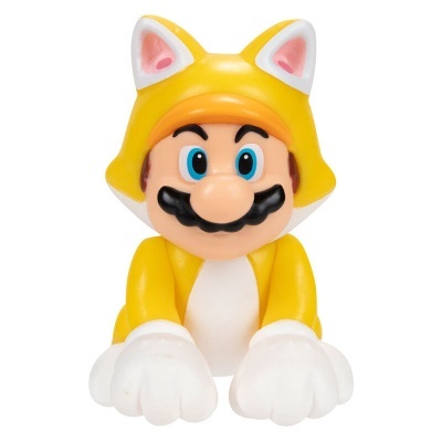 Figura de Mario vestido com fato amarelo de gato e luvas brancas