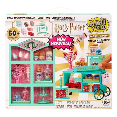 Kit para montar carrinho miniatura Honeydukes Harry Potter com mais de 50 peças de resina colorida embalado