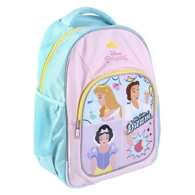 Mochila infantil colorida com personagens Disney Princesas