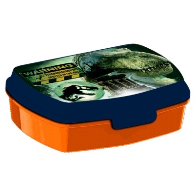 Estojo plástico para lancheira com imagem de Tyrannosaurus Rex e texto WARNING