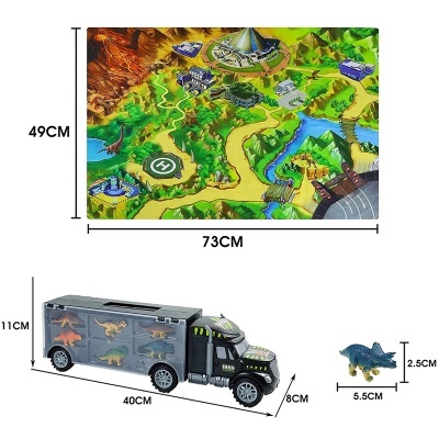 Tapete de jogo com camião e dinossauro de brinquedo