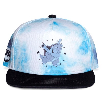 Boné azul e branco com imagem do Pokémon Blastoise na frente
