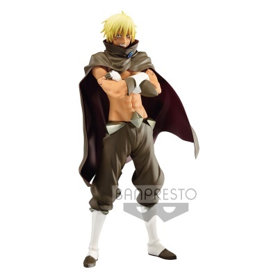 Figura de personagem anime Banpresto com cabelo loiro e cachecol castanho