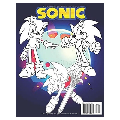 Revista ou livro com personagens do Sonic em ilustração a cores
