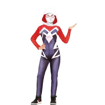 Fato de criança de super-herói com capuz e máscara branca