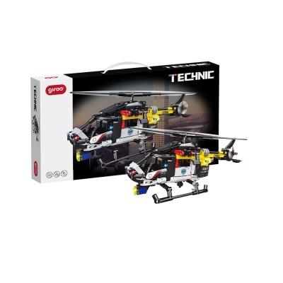 Brinquedo de blocos de construção helicóptero Girco TECHNIC e caixa