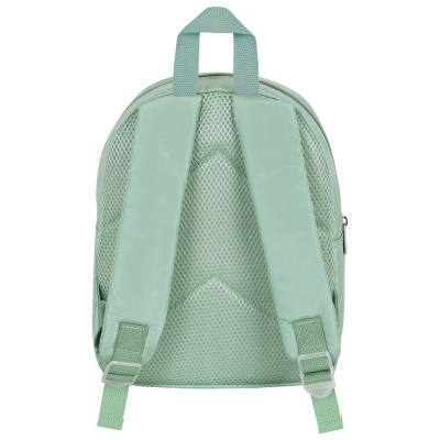 Mochila verde menta vista de trás com alças acolchoadas