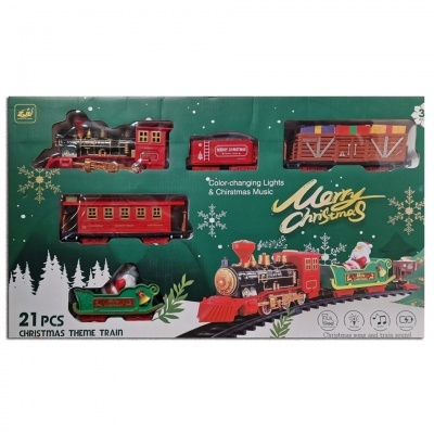 Conjunto de comboio temático de Natal com 21 peças em caixa verde