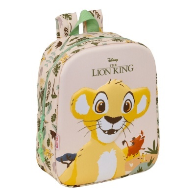 Mochila infantil The Lion King com estampa do Simba e folhas verdes