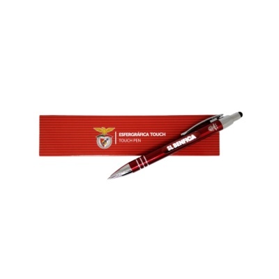 Caneta esferográfica touch vermelha com caixa vermelha e logotipo do Benfica