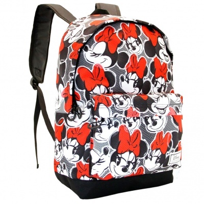 Mochila com estampa da personagem Minnie Mouse em vermelho, preto e branco