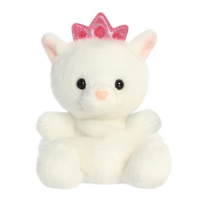 Ursinho de peluche branco com coroa rosa brilhante