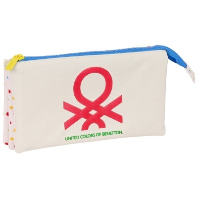 Estojo branco com símbolo vermelho e texto United Colors of Benetton