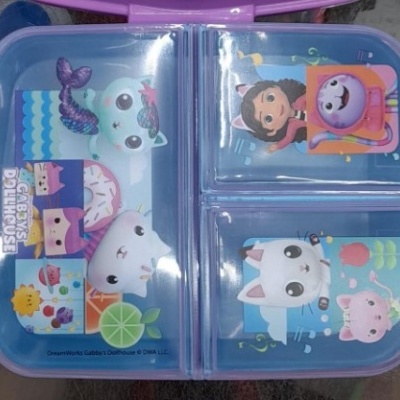 Estojo azul com cartões de personagens animados dentro