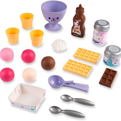 Conjunto de brinquedo com utensílios de cozinha pequenos coloridos