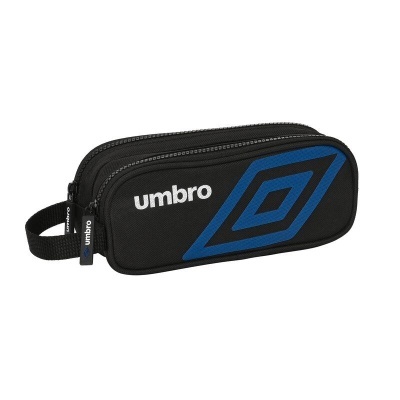 Estojo preto com logo azul da Umbro e texto branco