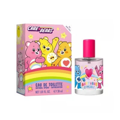 Perfume EAU DE TOILETTE Care Bears com embalagem colorida e frasco decorado