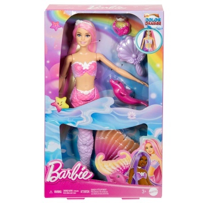 Boneca Barbie sereia com acessórios em caixa colorida