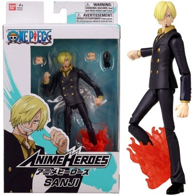 Figura de ação Anime Heroes Sanji com efeito de chamas e embalagem colorida