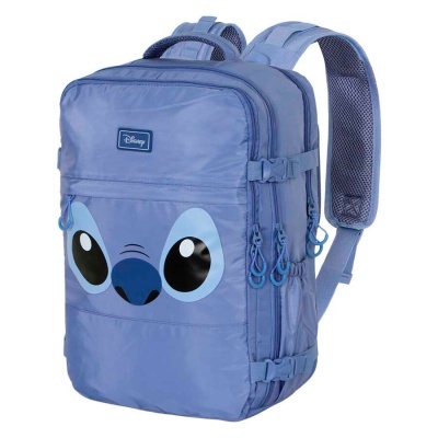 Mochila azul Disney com rosto do personagem Stitch