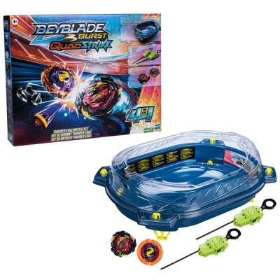 Conjunto de jogo Beyblade Burst QuadDrive com arena azul e acessórios verdes