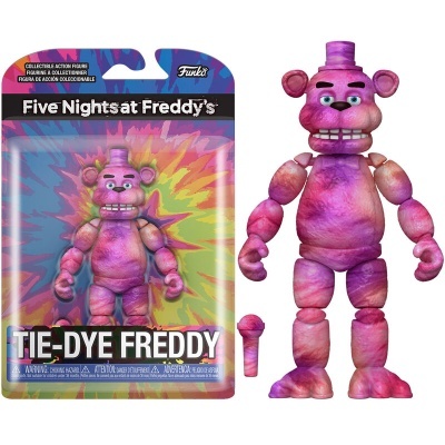 Figura de ação Tie-Dye Freddy Five Nights at Freddy's com padrão tie-dye rosa e roxo