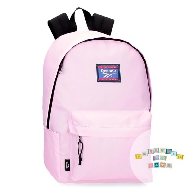 Mochila rosa clara Reebok com bolso frontal e alças pretas