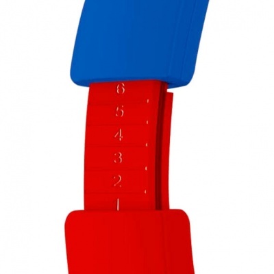 Braçadeira azul e vermelha com tira numerada ajustável
