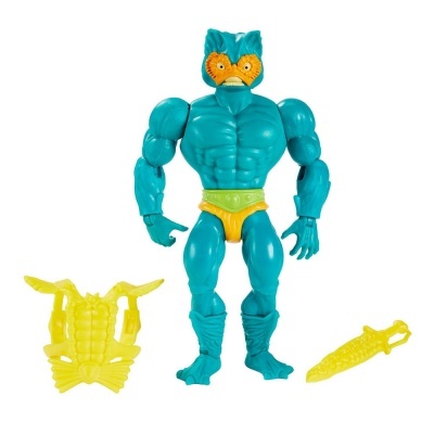 Boneco de ação azul com acessórios amarelos