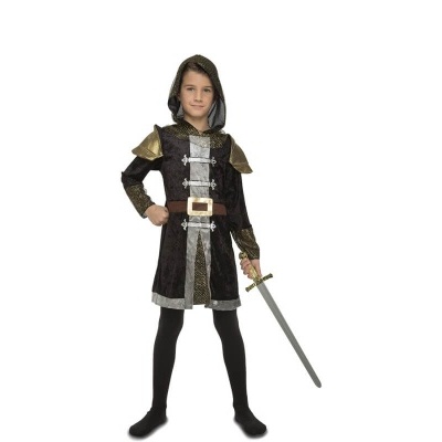 fato de cavaleiro medieval para criança com espada de brinquedo