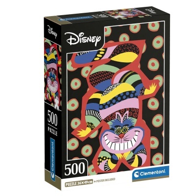 Caixa de quebra-cabeças Disney com gato colorido e 500 peças pela Clementoni
