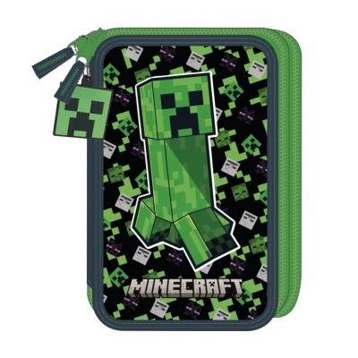 Estojo duplo com estampa Minecraft e grande Creeper verde