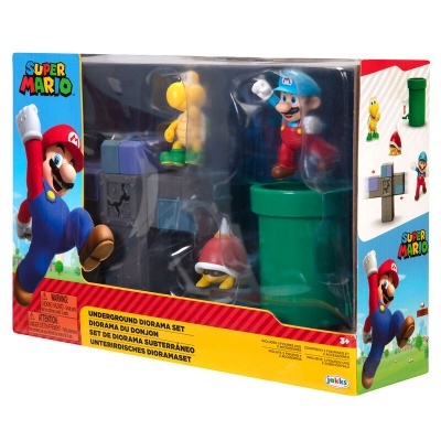 Conjunto de diorama subterrâneo Super Mario com figuras e acessórios em embalagem colorida