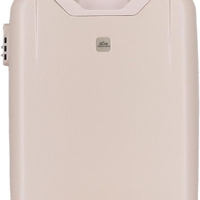 Mala de viagem rígida rosa clara com rodas e pega telescópica