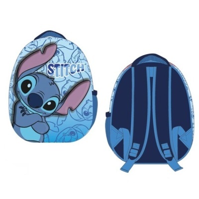 Mochila azul com personagem Stitch e orelhas 3D