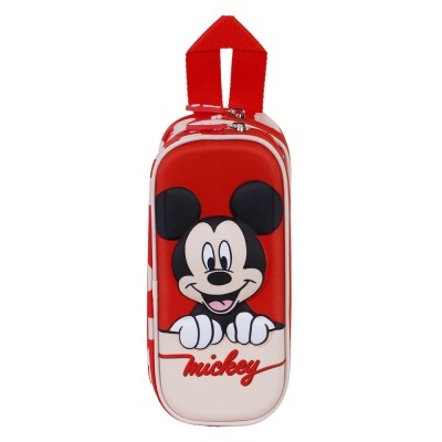 Estojo escolar vermelho com desenho do Mickey