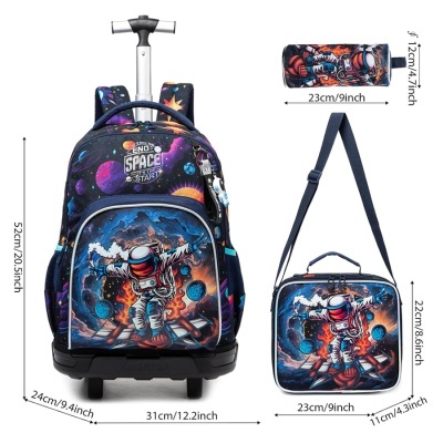Mochila, bolsa térmica e estojo com padrão de astronauta e espaço