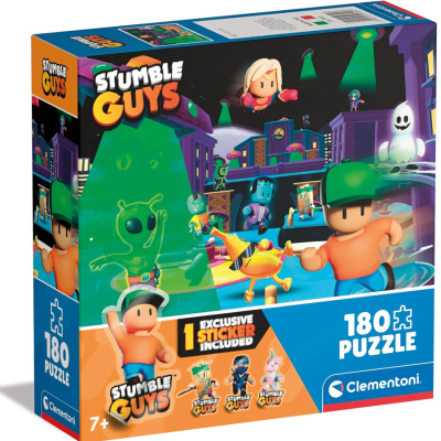Caixa de puzzle Stumble Guys com 180 peças e personagens coloridos