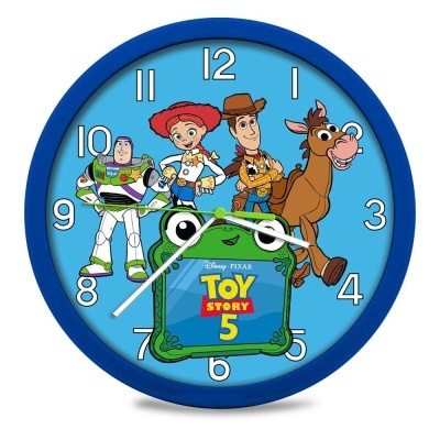 Relógio de parede azul Toy Story 5 com personagens Disney Pixar
