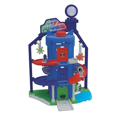 Brinquedo estrutural colorido PJ Masks com rampas e figuras de personagens