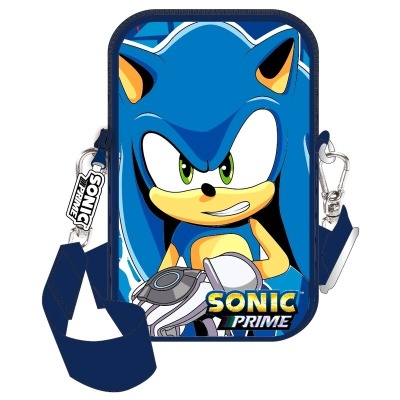 Estojo ou bolsa azul com personagem Sonic e texto SONIC PRIME