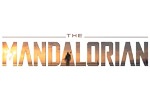Logotipo de texto THE MANDALORIAN em cores metálicas sobre fundo branco