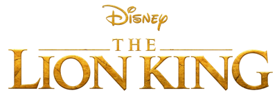 Logótipo dourado do filme THE LION KING com palavra Disney amarelo em fundo preto