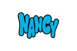 Logótipo com a palavra NANCY em letras azuis