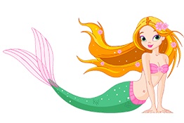 Ilustração de sereia com cauda verde e cabelo loiro