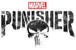 Logótipo da Marvel com texto THE PUNISHER e símbolo da caveira