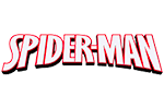 Logótipo SPIDER-MAN em letras vermelhas com contorno branco