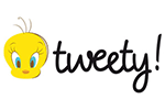 Logótipo Tweety com texto e cabeça amarela