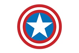 Escudo do Capitão América com estrela branca e anéis vermelho e branco