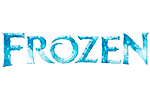 Logótipo da palavra FROZEN em letras azuis com efeitos de gelo